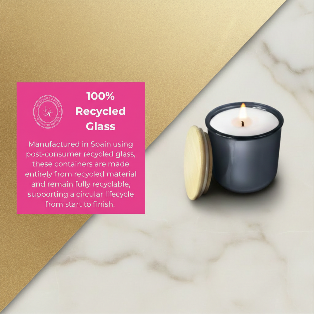 Pink recycled glass card + candle jar