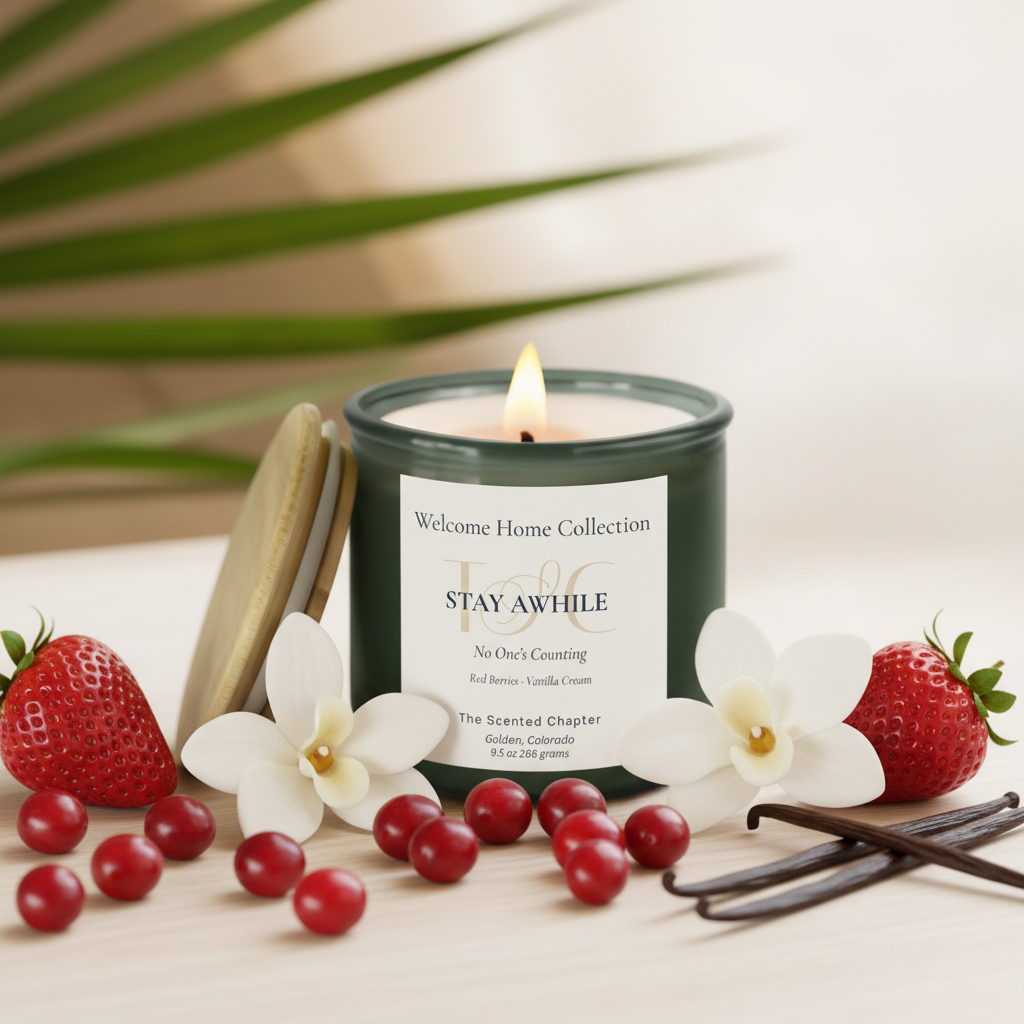 Stay Awhile with Berry Background